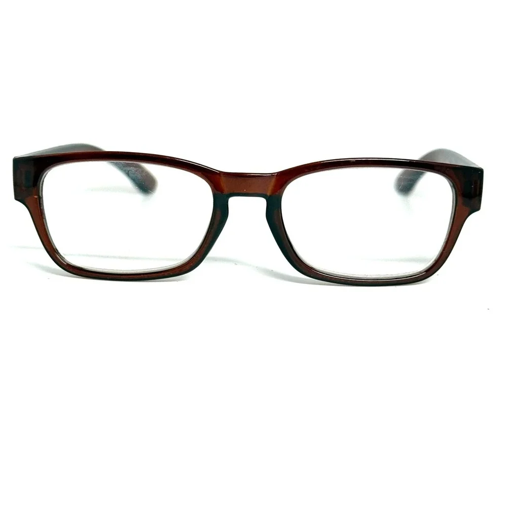 Brown Rectangular Full Rim Eyeglass Frames Model 8875 Tortoise Style